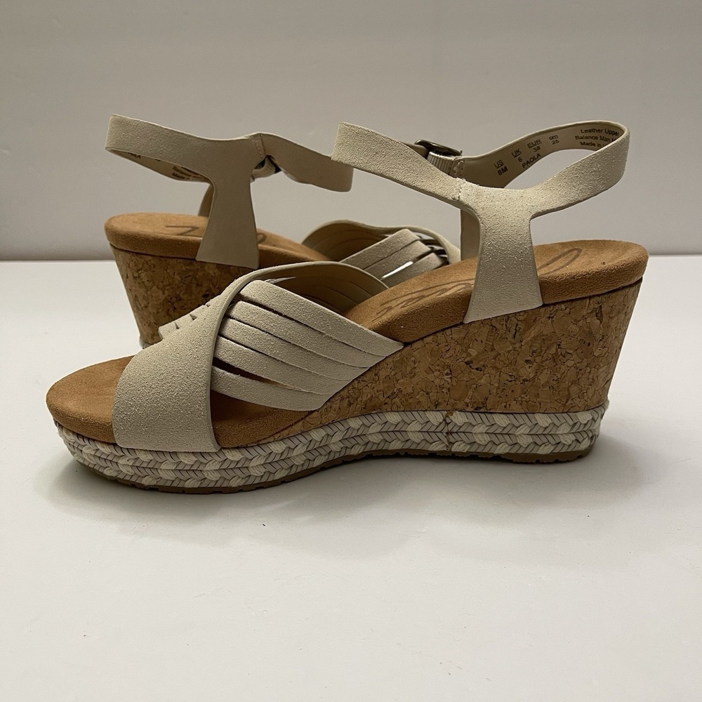 ZODIAC‎ Paola Beige Birch Platform Cork  Wedge Leather Sandals Womens 8M - Picture 6 of 12